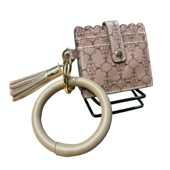 Nanette Lepore Accessories - Cream and Gold Key & Card Holder with Tassel RFID NWT